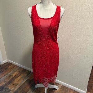 Elegant Red Lace Dress - Charlotte Russe - NWT - Size Large